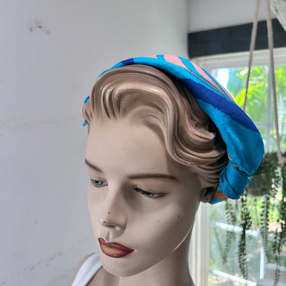 Silk Blue and Orange Scarf - Picture 9 of 16